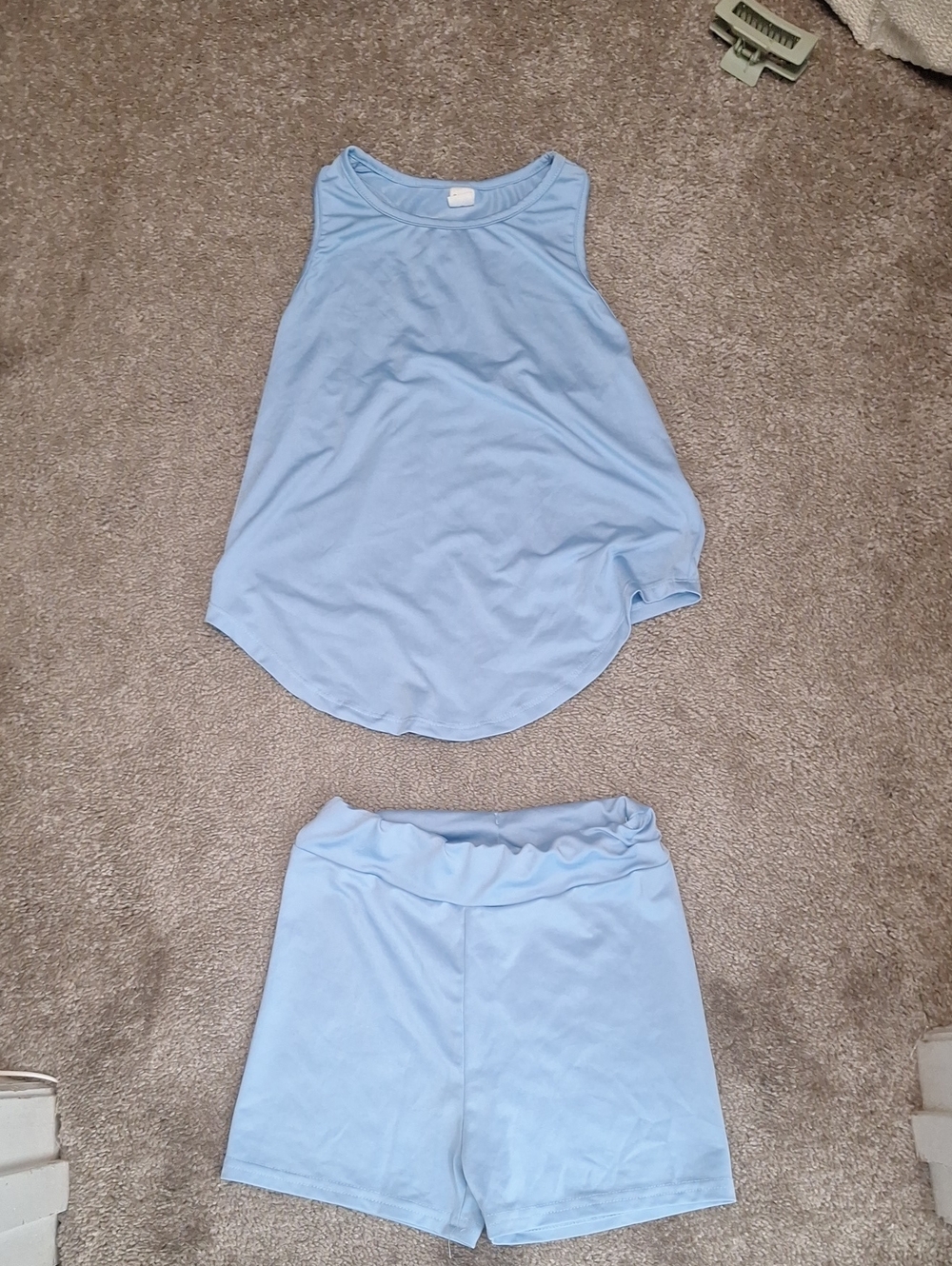 Super Cute Matching Set Light Blue Tank Top and Shorts Set
